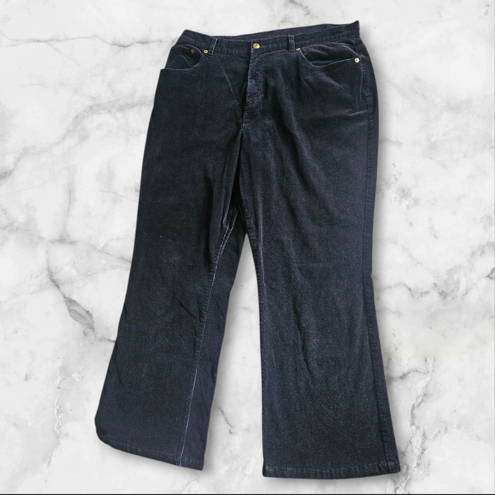 Lauren Jeans Co Ralph Lauren Women's 16W Black Corduroy Straight Leg Pants